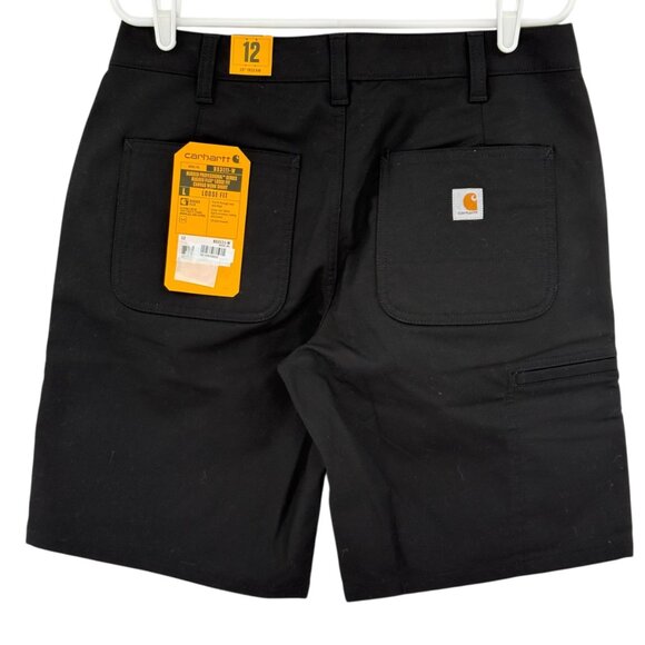 Carhartt Women's Rugged Flex Black Canvas Work Shorts Size 12 NWT 10" Inseam - Picture 2 of 11